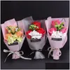 Decorative Flowers Wreaths Mothers Day Gift 3Pcs Soap Rose Flower Bouquet Sets Birthday Valentines Days For Girl Drop Delivery Hom Dhe3Z