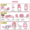 Söt kawaii rosa 10 artiklar Lot Miniature Dollhouse Furniture Accessory Kids Toys Kitchen Cooking Things For Girl Gifts 231228