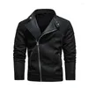 Vestes masculines 2023 Veste en cuir militaire Men Hiver Fleep Winch Warm Zipper Motorcycle Coats Mens Fashion Biker Pu Slim Overcoat