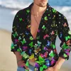 Men's Casual Shirts Shirt Lapel Long Sleeves Spring And Summer Creative Butterfly Flower Bird 3D Printing Pattern Comfortable