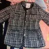 Eleganckie Plus Size S-4xl Tweed Plaid Jackets Koreańska moda O Neck Single Ber Cock Big Pocket Ceats Streetwear Women Casual Tops 231229