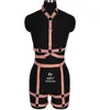 Belts Goth Pink Leather Harness Ring Bondage Waist Dance Rave Full Body Garter Belt Sexy Cage Bra Lingerie Suspender Shapewear1083054