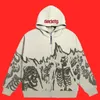 Y2K Emo Men Streetwear Vintage Skull Hoodie Zip Up Hoodies Grunge Oversized Sweatshirt Gothic Harajuku Alt Halloween Clothes 231228