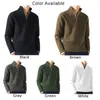 Herrtröjor Solid Color Sweater V Neck Pullover Sweatshirt med 1/4 zip upp idealisk för semester på semester dagligen