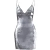 Casual Dresses Strap Deep V-neck Diamond Chain Backless Spice Dress Suspender Skirt