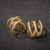 Boucles d'oreilles en or glacé pour femmes, bijoux à la mode, en argent, Clip en os, Hip Hop, 3499