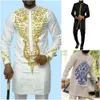 Мужские костюмы, комплекты из 2 предметов, повседневный топ с длинными рукавами и вышитыми брюками, однотонные брюки, африканский этнический костюм 231229