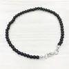 MG0138 Whole Black Onyx Anklet Handamde天然石マラビーズアンクレット4 mmミニジェムストーンジュエリー2221