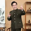 Etniska kläder Mao Suit Zhongshan Ställer män Traditionell kinesisk tangdräkt flera fickor Jacketbyxor Zedong Suits Gifts till pappa