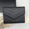 10a Top Quality Real Leather Caviar Plånböcker Designer Wallet Card Holder Fashion Man Women's Credit Card Cover Black Sheepskin Mini Keychain Purse Pocket Inter slots