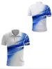 Polos masculinos camiseta polo amarelo preto vermelho verde azul impressão escura 3D rua casual botões manga curta top