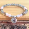 MG1222 6 mm Total Zen Wrist Mala Buddha Bracelet Grade Labradorite Rose Quartz Yoga Mala Bracelet Buddish Jewelry2617