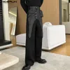 INCERUN Pantaloni da uomo stile coreano Design decostruito Pantaloni impiombati Moda casual Tasca in pelle PU Pantalone lungo S-5XL 231229