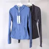 LU-068 Autunno inverno nuova giacca sportiva con cappuccio Yoga Top Sport cerniera da corsa elastica sottile Giacca da donna cappotto a maniche lunghe Yoga