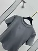 Miu Style Girl-Camiseta de manga larga de algodón puro para mujer, camiseta con parche de letras, bordado Irregular, cuello redondo, primavera 2024