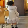 Bebê crianças roupas meninas jaqueta inverno moda sólida falso vison casaco de pele de raposa para adolescente macio quente roupas infantis 231228