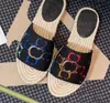 Retro Slippers Slide Sandals Shoes Youth women's Woven Grass Slip On Flats Sandal Slides Outdoor Casual Sport Flip Flops Sneakers