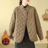 Women's Jackets Arygle Lightweight Cotton Jacket For Women Autumn Winter Loose Stand Collar Quilted Clothes 2024 Spring Short Padded Coat