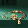 Link Bracelets Ethnic Style Primordial Year Cute Dragon Lucky Zodiac Bracelet Female Weaving Red Gifts To Girlfriend