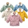 Piumino leggero con collo in pelliccia moda per bambina Piumino leggero per bambini Giacca color caramello Bambino Autunno Inverno Abbigliamento Cappotto edizione Han 231229