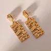 Ohrhänger Minar Hip Hop Rock 18K Gold PVD plattiert Titanstahl Hammerschlag Rechteck Geometrisch Lang Für Damen Herren Unisex