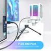 FIFINE AmpliGame USB-микрофон для ПК, игровой записи, настольный микрофон для ноутбука, RGB-потоковое подкастинг для онлайн-игр ZoomWhite 231228