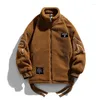 Herrjackor vinterfleece fluffig jacka streetwear hip hop hajujuku fuzzy coat lamm män höst par outwear