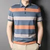 Męskie koszule polo Korea Man Golf Summer Striped Button Odzież Biznesowy Busines