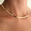 Gargantilla de cadena de serpiente plana a la moda Punk, collares femeninos de Color dorado, cadenas de cuello de oro amarillo de 14k para mujer, joyería de cuello, regalo