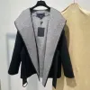 ファッションウールソーシャルレディースコートウォームパーカーカジュアルレタープリント - ベルト付きジャケット