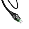 5A High Current Zinc Alloy Snake Head With Light Built-in-Trickle Charge Chip for Micro Type-C Other Interface Black Data Cable