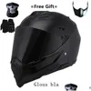 Motorcykelhjälmar Mate Black Dual Sport Off Road Hjälm Dirt Bike ATV D.O.T Certified M Blue FL Face Casco för Moto Sport1 Drop Deliv Dhaze