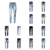 Designer lila märke för män kvinnor byxor jeans sommarhål i hög kvalitet broderi lila jean denim byxor mens lila jeans storlek29-40