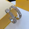 Hoopörhängen med brev F Diamonds Guld och silver för Lady Women Party Wedding Lovers Gift Engagement Jewelry Bride207f