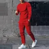 Erkeklerin Trailsuits Düz renkli takım elbise Uzun kollu tişört pantolon 2 adet Set Trailsuit Sıradan Erkek Sokak Giyim Büyük Boy Giyim Sweatshirt