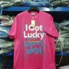 Designer herr t-shirts vtm Lucky Letter 777 Tryckt gamla körsbärrosa lösa mäns och kvinnors korta ärmar runda nacke