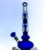 Eşsiz nargile başlık su cam bongs çift 4 kol ağacı perc yağ dab teçhizatları 18mm dişi ortak beher taban boruları ile kase ll