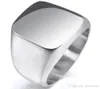 New Vintage Mens Boys Sterling Silver Color Stainless Steel 316L Polished Biker Signet Solid ring Men039s Jewelry5265102