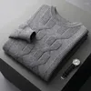 Męskie swetry jesienne i zimowe wełny merynosów kaszmirowy sweter O Neck zagęszony pullover dzianin mody Koreańska luksusowa kurtka top