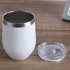 Stainless Steel Eggshell Wine Glass Double Wall Vacuum Flask Insulated Cup Coffee Mug for Outdoor Camping Birthday Party 12oz 231228
