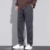 Men's Pants Autumn Winter Thickened Warm Loose Straight Drawstring Elastic Waist Casual Trousers Wide-legged