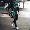 Мужские спортивные костюмы 2023 Футболка с длинным рукавом из двух частей Европейский шарм с 3d принтом Уличная одежда Костюм Свободный размер S-3XL