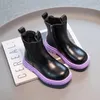 Schuhe Kinder Chelsea Boots bunte alleinige stilvolle Reißverschluss Kinder Kurzstiefel 2636 Matt Pu Leder Trendy Comfy Boys Mädchen Herbstschuhe