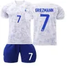 2022 World Cup France away jersey number 7 Griezmann 9 Giroud 10 Mbappe 19 Benzema