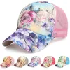 Ball Caps Dames Mode Casual Rose Flower Gedrukt Mesh Baseball Cap Outdoor Zonneklep Hoed Verstelbare Hoogte