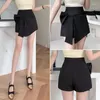 Shorts pour femmes Jupe courte noire Pantalon Printemps 2023 Bow Design Taille haute Petite moitié