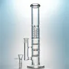 Heady Water Glass Bong Triple Comb Perc Straight Oil Dab Rigs Birdcage Perc Water Pipes 18mm Female Joint With Bowl LL