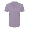 LL075 Yoga Fitness Top T-shirt SportsTank Maniche corte in cotone Camicia da corsa Quick Dry Gym Collant Tee Abiti da allenamento per le donne Jogging