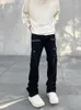 Unique Y2k hommes jean coupe ajustée jambe fendue fermeture éclair poche Cargo pantalon mode Harajuku décontracté Streetwear Techwear jean hommes 231229