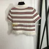 Short Sleeve Polo Shirt Women Stripe Print Knitwear Lapel Neck Knits t Shirt Designer Sexy Cropped Top